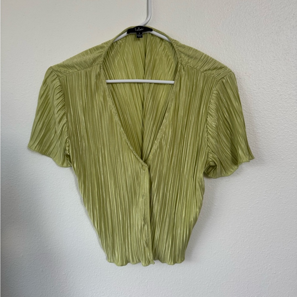 Lime Green Pleated Top